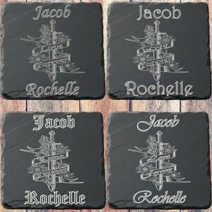 Customizable Slate Coasters Set of 4 Personalized Beverage Coasters
